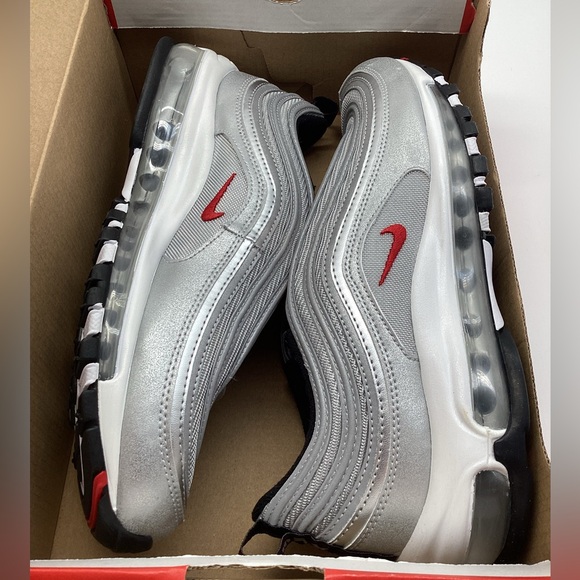 Nike Air Max 97 QS GS Metallic Silver/Varsity Red/White Grade School Kids' Shoe - Picture 9 of 16